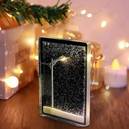 Handmade DIY Snow Scenery Night Light Romantic Snowflake Lamp DIY Material Desktop Decor Snowy Night Street Lamp