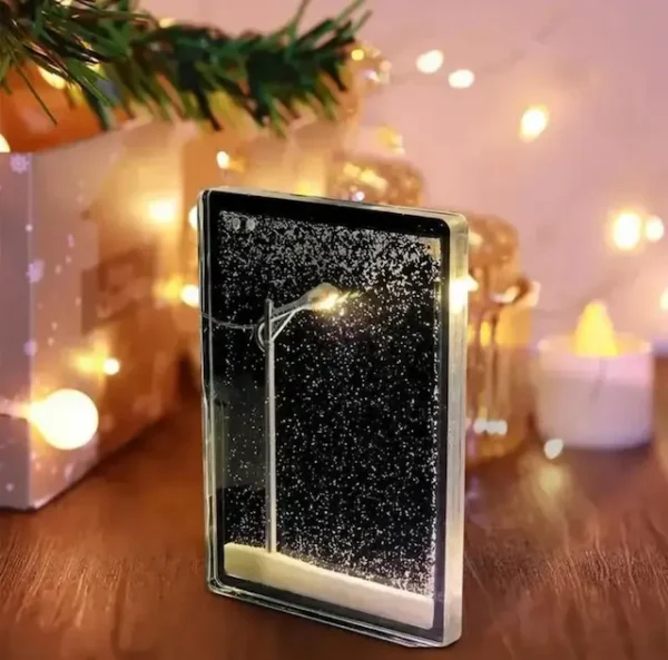 Handmade DIY Snow Scenery Night Light Romantic Snowflake Lamp DIY Material Desktop Decor Snowy Night Street Lamp