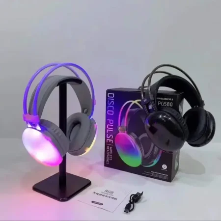 PG580 BT Wireless RGB Light Gaming Luminous Headset Disco Pulse Blue tooth Headset with TF FM