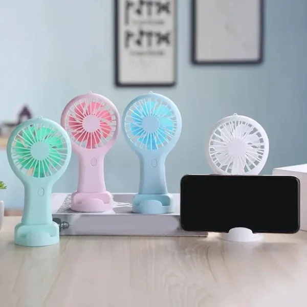 Mini Handy Fan Rechargeable With Stand - Image 3