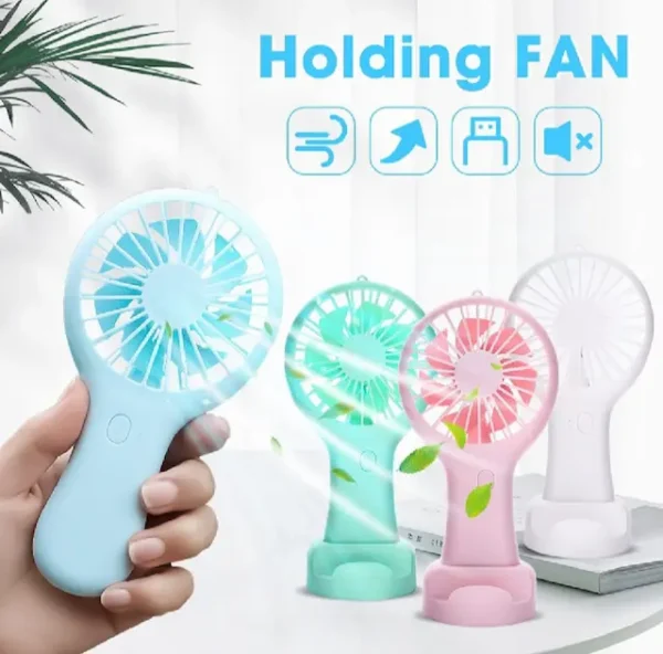 Mini Handy Fan Rechargeable With Stand - Image 4