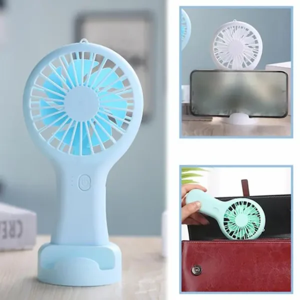 Mini Handy Fan Rechargeable With Stand - Image 7