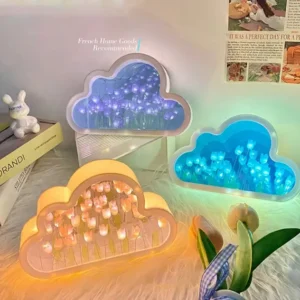 Creative Handmade LED Night Light Mirror DIY Tulip Flower