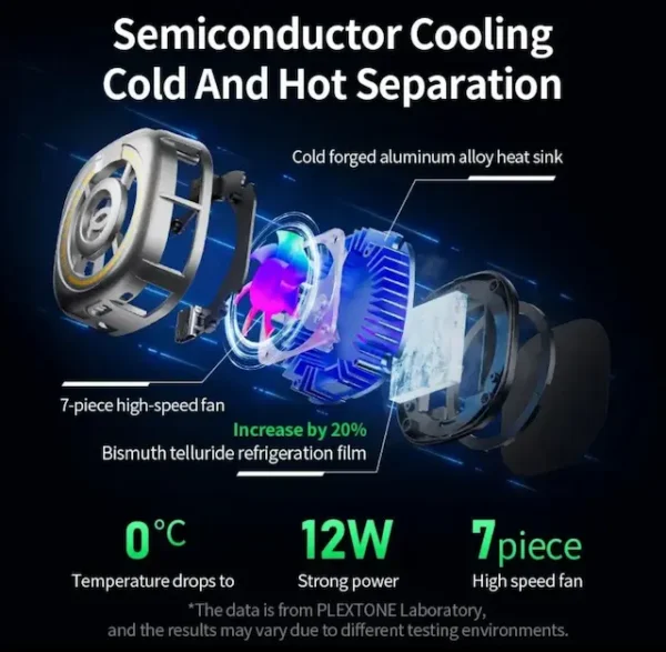PLEXTONE EX2 ULTRA Magnetic Radiator for Mobile Cooling Phone Tablet PC Semiconductor Refrigeration Cooling RGB Light - Image 4